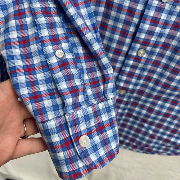 Vineyard Vines Slim Fit Tucker Button Up Shirt Red, White, & Blue Plaid Small - Picture 6 of 14